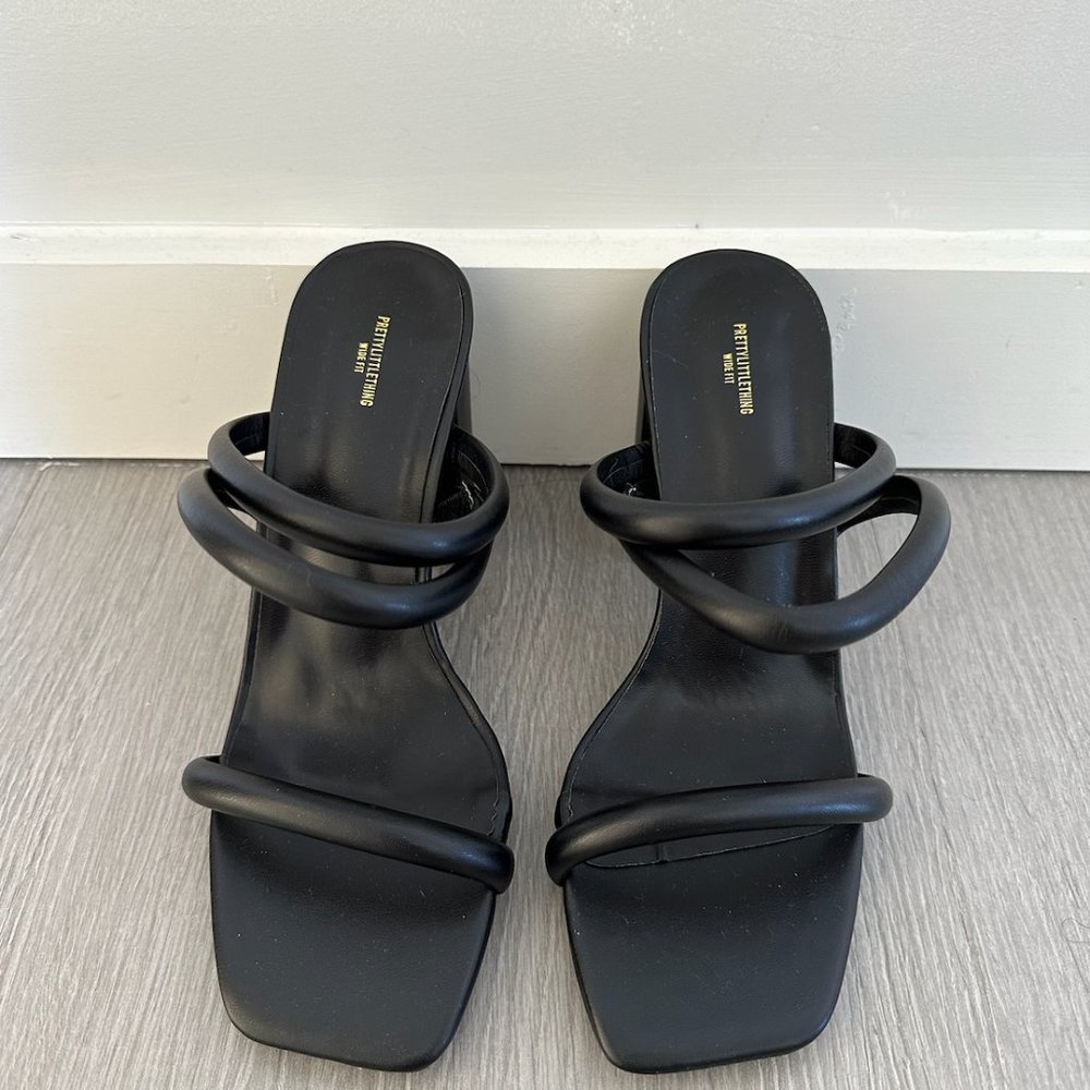 Black Wide Fit Chunky Block Heel Slingback Sandal